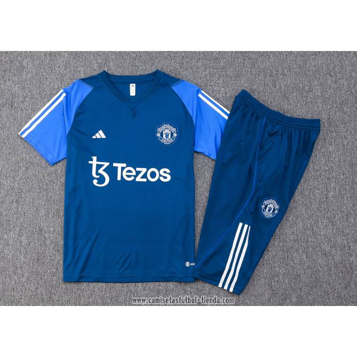 Chandal del Manchester United 2023 2024 Manga Corta Azul - Pantalon Corto